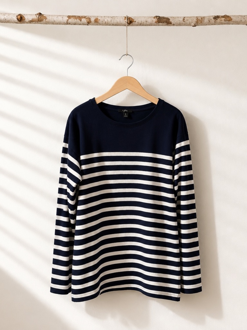 J. Crew Navy & White Striped Long Sleeve Boatneck Top